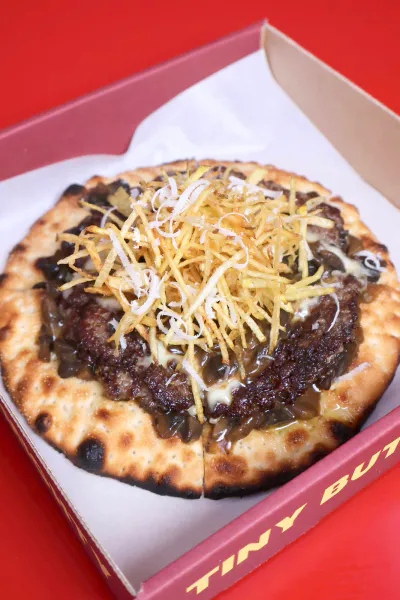 Mushroom N Swiss Smash Burger Pizza